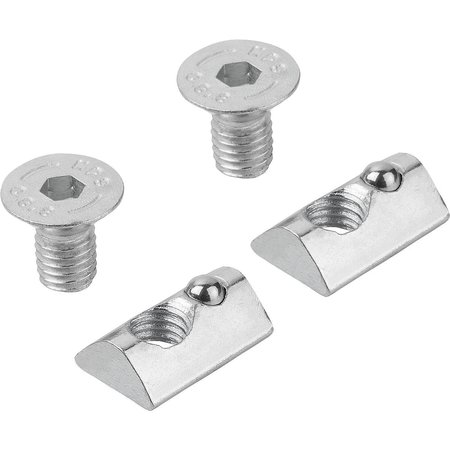 KIPP Fastening Set Type I, T-nut with bar, D=M08, Nb=8, Steel Electro Zinc-Plated K1044.08